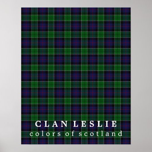 Poster Clan Leslie Couleurs écossais Tartan (Devant)
