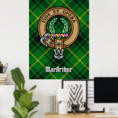 Poster Clan MacArthur Crest sur Tartan (Bureau à domicile)