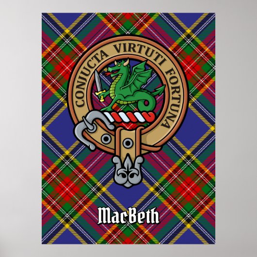 Poster Clan MacBeth Crest sur Tartan (Devant)