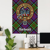 Poster Clan MacDonald de Clanranald Crest sur Tartan (Bureau à domicile)