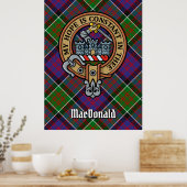 Poster Clan MacDonald de Clanranald Crest sur Tartan (Cuisine)
