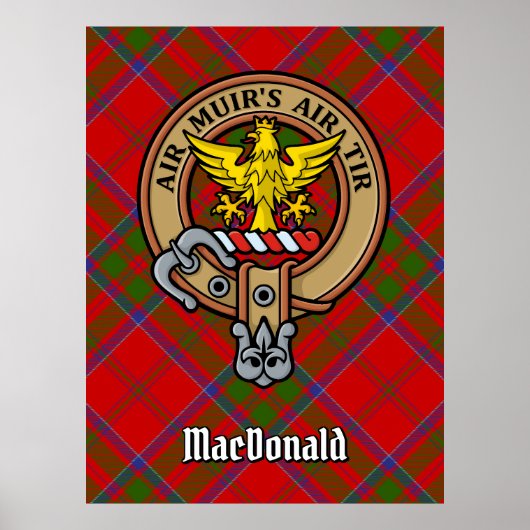 Poster Clan MacDonald de Keppoch Crest sur Tartan (Devant)