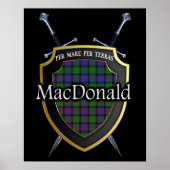 Poster Clan MacDonald Tartan Scottish Shield & Swords (Devant)