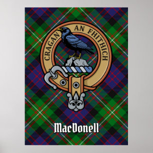 Poster Clan MacDonell de Glengarry Crête sur Tartan