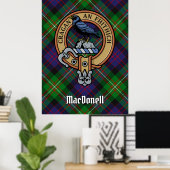 Poster Clan MacDonell of Glengarry Crest over Tartan (Bureau à domicile)