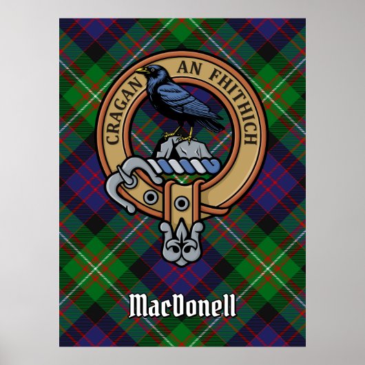 Poster Clan MacDonell of Glengarry Crest over Tartan (Devant)