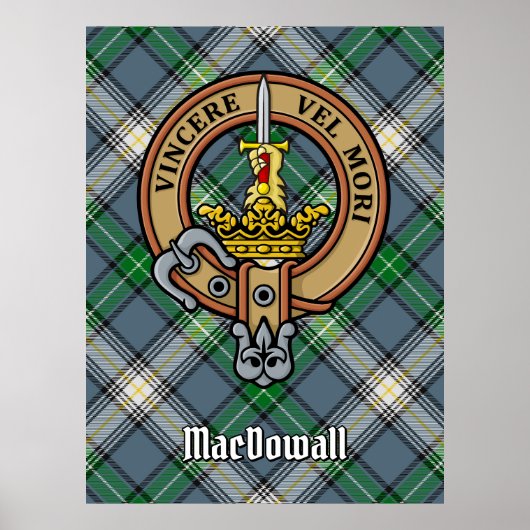 Poster Clan MacDowall Crest sur Tartan (Devant)