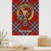 Poster Clan MacFarlane Crest sur Red Tartan (Cuisine)