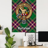 Poster Clan MacFarlane Crest sur Tartan de chasse moderne (Bureau à domicile)