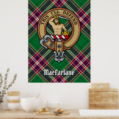 Poster Clan MacFarlane Crest sur Tartan de chasse moderne (Cuisine)