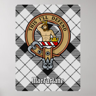 Poster Clan MacFarlane Crest sur tarte noir et blanc