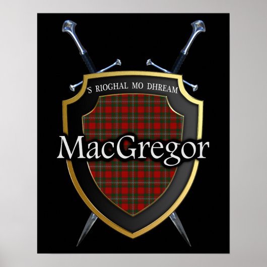 Poster Clan MacGregor Tartan Scottish Shield & Swords (Devant)