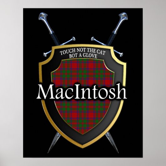 Poster Clan MacIntosh Tartan Scottish Shield & Swords (Devant)