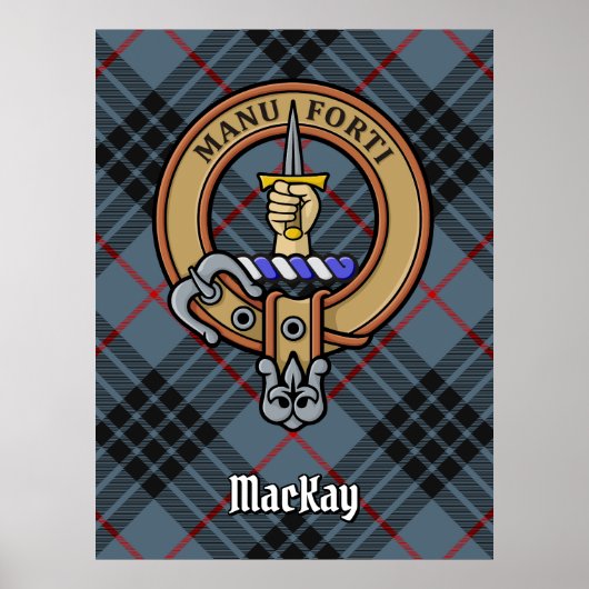 Poster Clan MacKay Crest sur Blue Tartan (Devant)