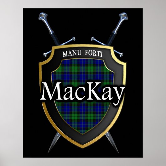 Poster Clan MacKay Tartan Scottish Shield & Swords (Devant)