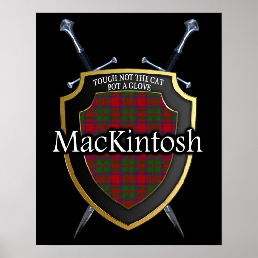 Poster Clan MacKintosh Tartan Scottish Shield & Swords (Devant)