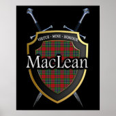 Poster Clan MacLean Tartan Scottish Shield & Swords (Devant)
