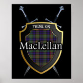 Poster Clan MacLellan Tartan Scottish Shield & Swords (Devant)