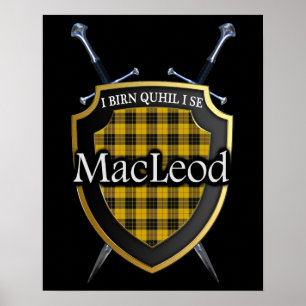 Poster Clan MacLeod Tartan Scottish Shield & Swords