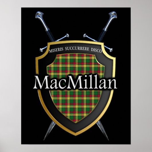 Poster Clan MacMillan Tartan Scottish Shield & Swords (Devant)