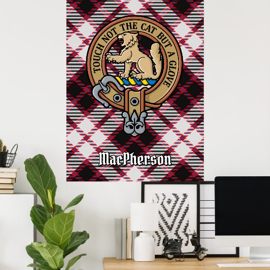 Poster Clan MacPherson Crest sur la chasse Tartan (Bureau à domicile)