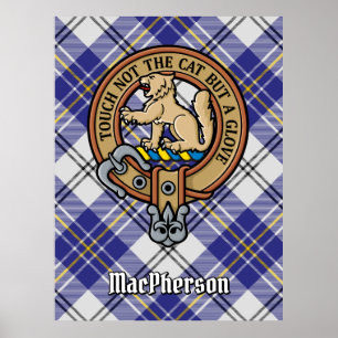 Poster Clan MacPherson Crest sur la robe bleue Tartan