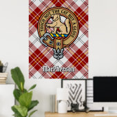 Poster Clan MacPherson Crest sur la robe rouge Tartan (Bureau à domicile)