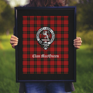 Poster Clan MacQueen Crest Badge & Tartan