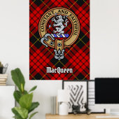 Poster Clan MacQueen Crest sur Tartan (Bureau à domicile)
