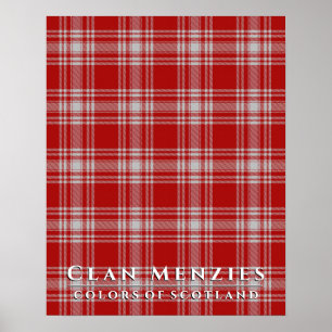 Poster Clan Menzies Couleurs écossais Rouge Blanc Tartan