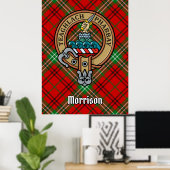 Poster Clan Morrison Crest sur Red Tartan (Bureau à domicile)