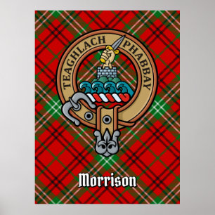 Poster Clan Morrison Crest sur Red Tartan