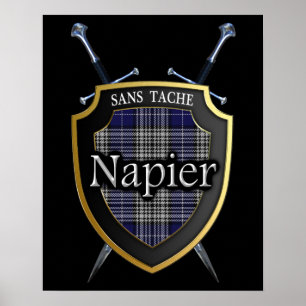 Poster Clan Napier Tartan Écusséon et Épées Écossais