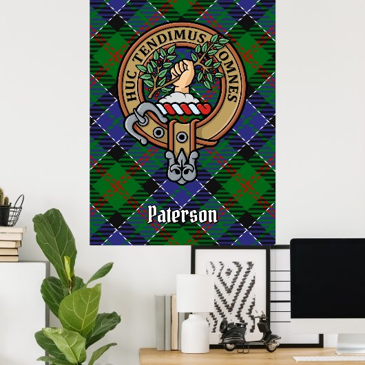 Poster Clan Paterson Crest sur Tartan (Bureau à domicile)