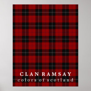 Poster Clan Ramsay Couleurs écossais Rouge Noir Tartan