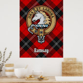 Poster Clan Ramsay Crest sur Red Tartan (Cuisine)