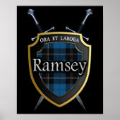 Poster Clan Ramsey Ramsay Tartan Scottish Shield & Swords (Devant)