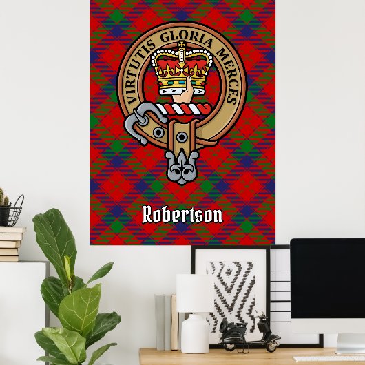 Poster Clan Robertson Crest sur Tartan (Bureau à domicile)
