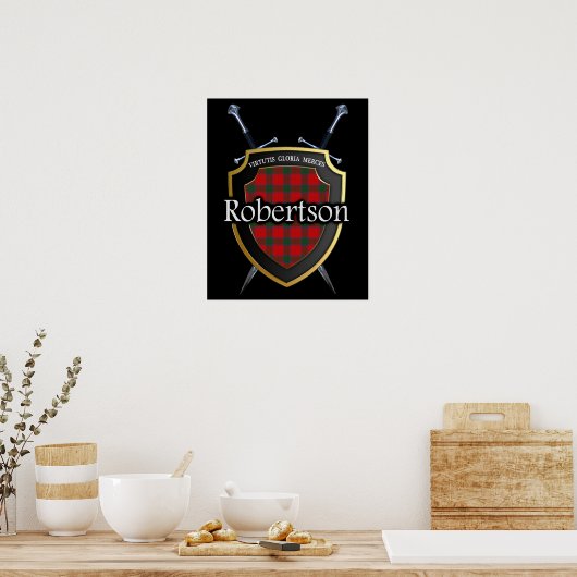 Poster Clan Robertson Tartan Scottish Shield & Swords (Cuisine)