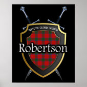 Poster Clan Robertson Tartan Scottish Shield & Swords (Devant)