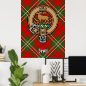 Poster Clan Scott Crest sur Red Tartan (Bureau à domicile)