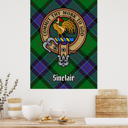 Poster Clan Sinclair Crest sur la chasse Tartan (Cuisine)