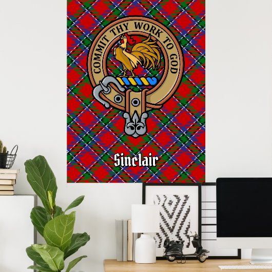 Poster Clan Sinclair Crest sur Tartan (Bureau à domicile)