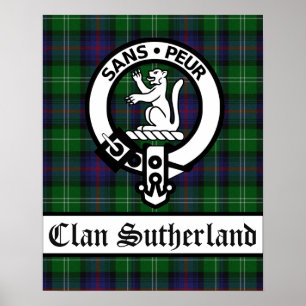 Poster Clan Sutherland Crest Badge et Tartan