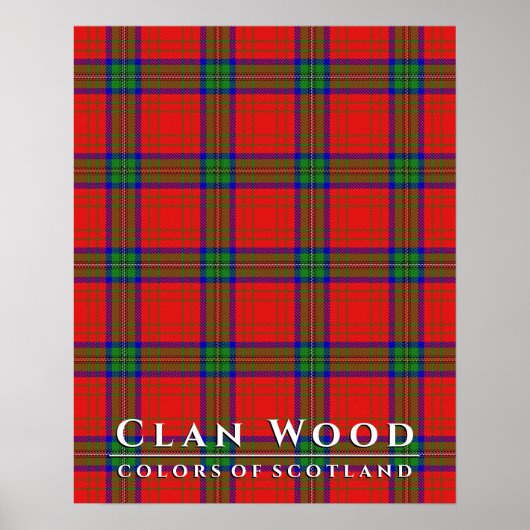 Poster Clan Wood couleurs écossais Red Tartan (Devant)