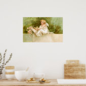 Poster Clapsaddle : Angel avec livre et fleurs (Cuisine)