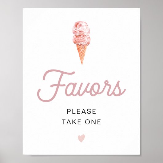 Poster CLARA Retro Crème de glace rose Fête de mariage Fa (Devant)