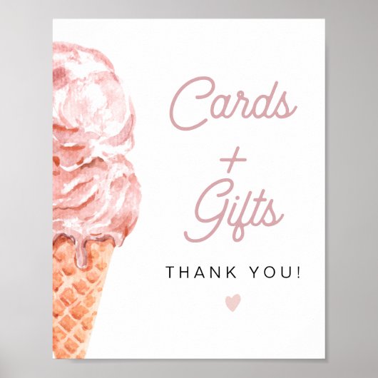 Poster CLARA Retro Ice Cream Cards + Gifts Sign  (Devant)