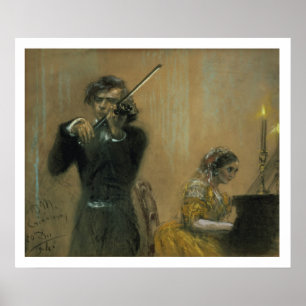 Poster Clara Schumann (1819-96) et un violoniste, 1854