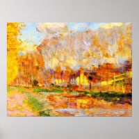 Clarence Gagnon art, Canal du Loing, Moret